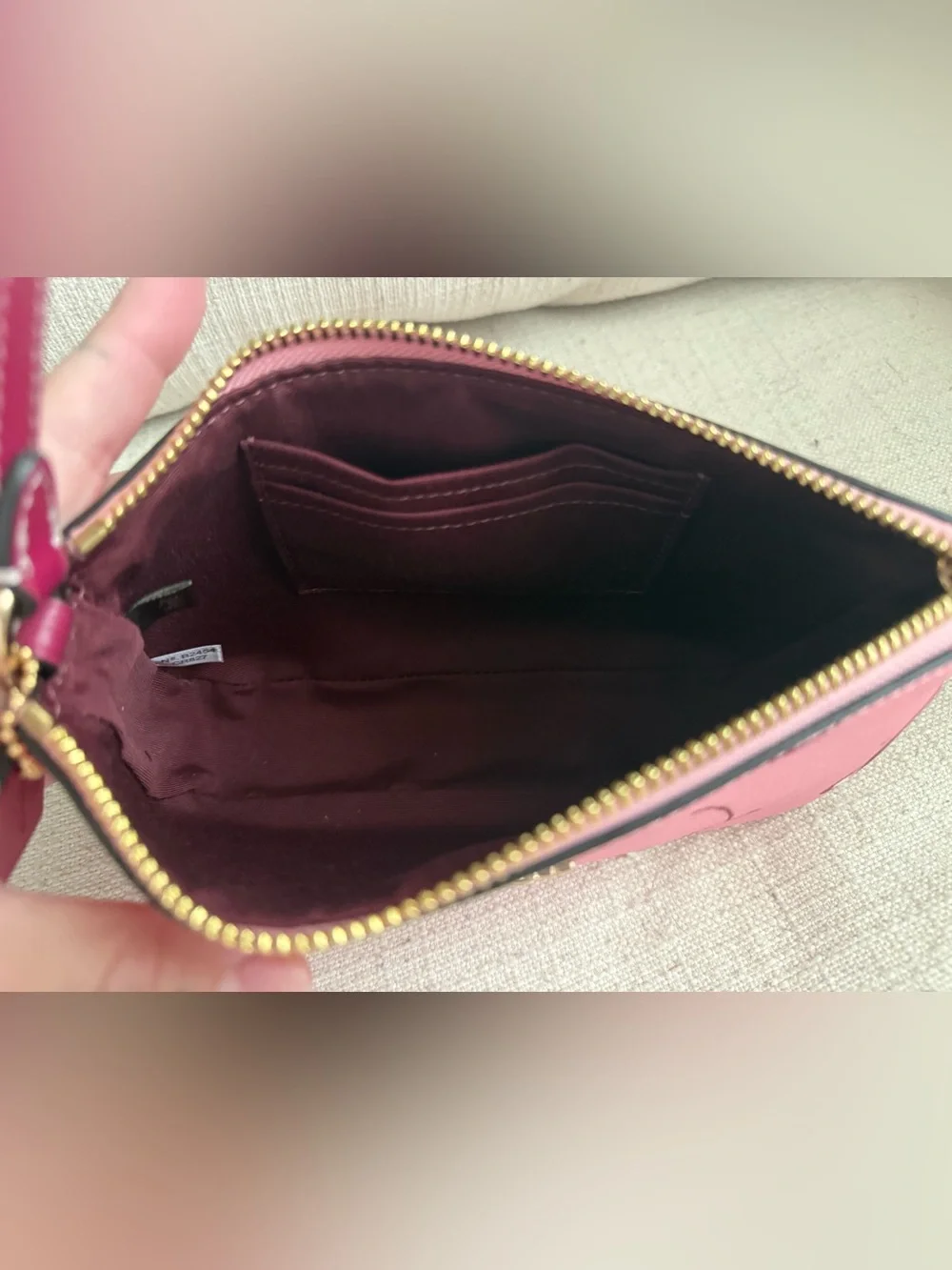 Coach Pink Cherry Shoulder Wristlet with Matching Card Case